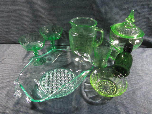 lot 156 image: Green Depression Glass