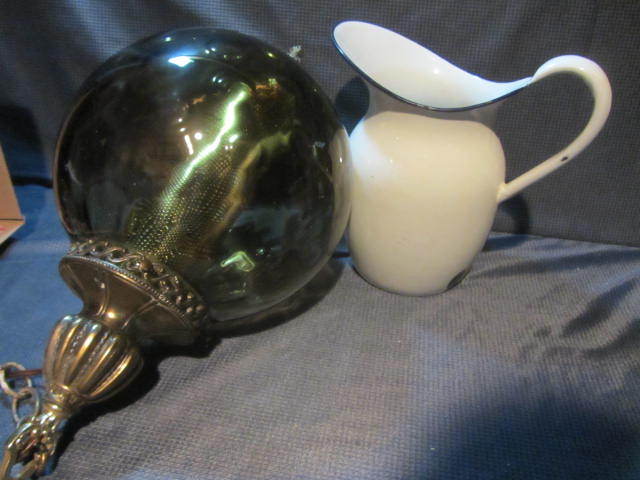 lot 359 image: Vintage Lamp, Enamel Pitcher