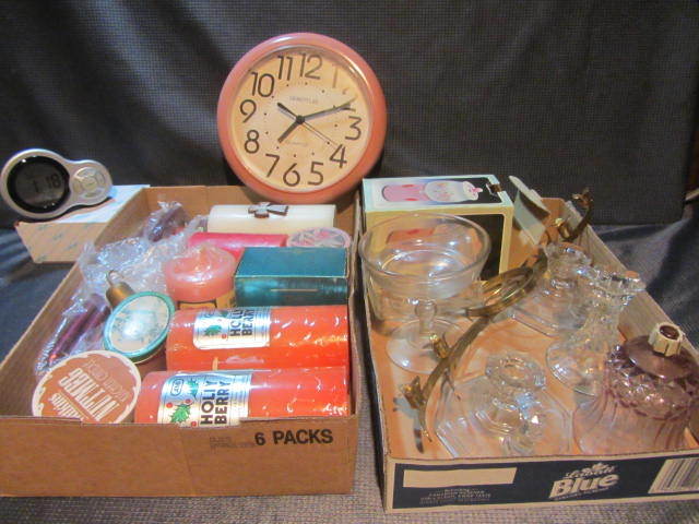 lot 361 image: Candles, Holders, Clock