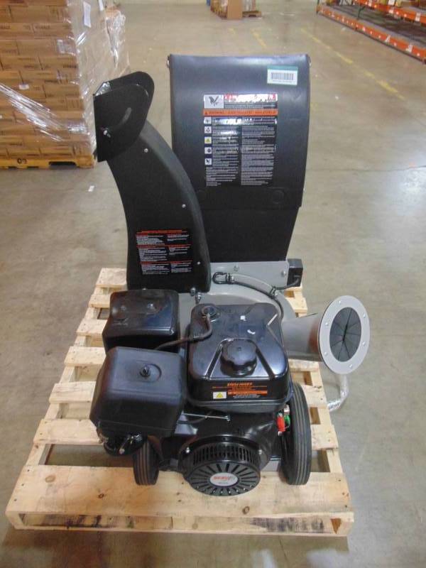 lot 311 image: Brush Master 5.25 in. x 3.75 in. Dia Gas Powered Chipper-Shredder 445 cc 120-Volt Electric Start Pro Duty Top Discharge CH11M19