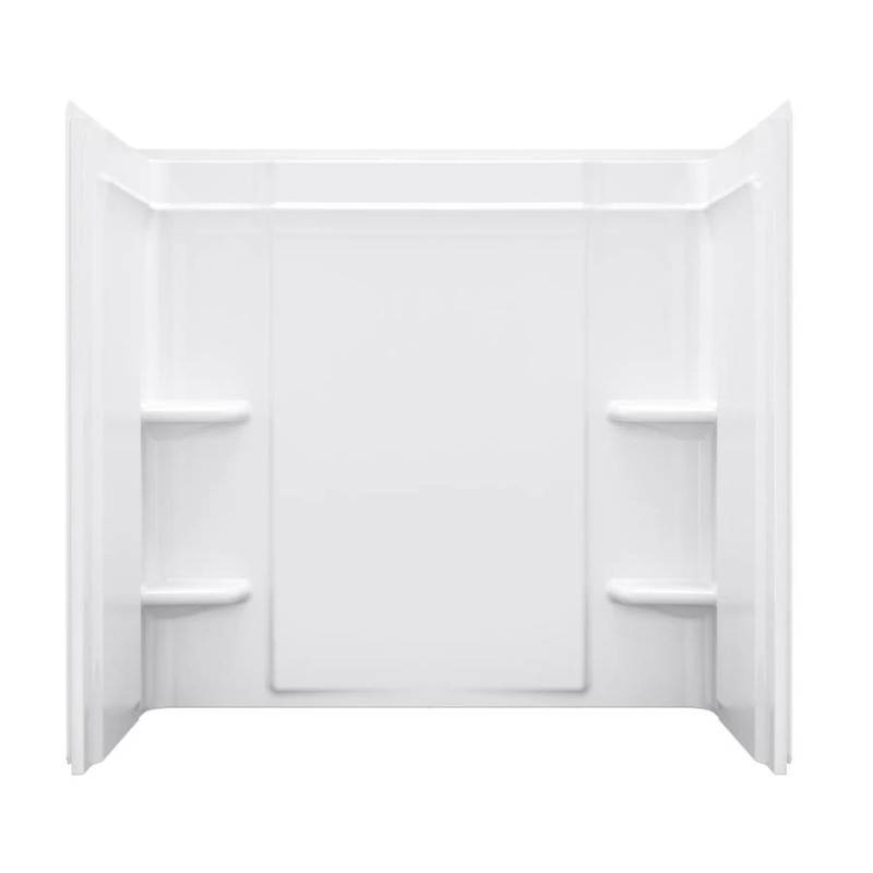 lot 171 image: Sterling Medley White Vikrell Bathtub Wall Surround 56 34 x 30 x 60,  71374800-0 - Small Crack in bottom LH Wall.