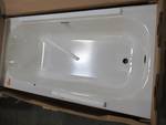 lot 203 image: Bootz Maui 60 X 30 X 16 58 Right Drain Rectangular Alcove Soaking Bathtub in White 011-3340-00 - Small enamel damage on front Threshold. ( see Photos)