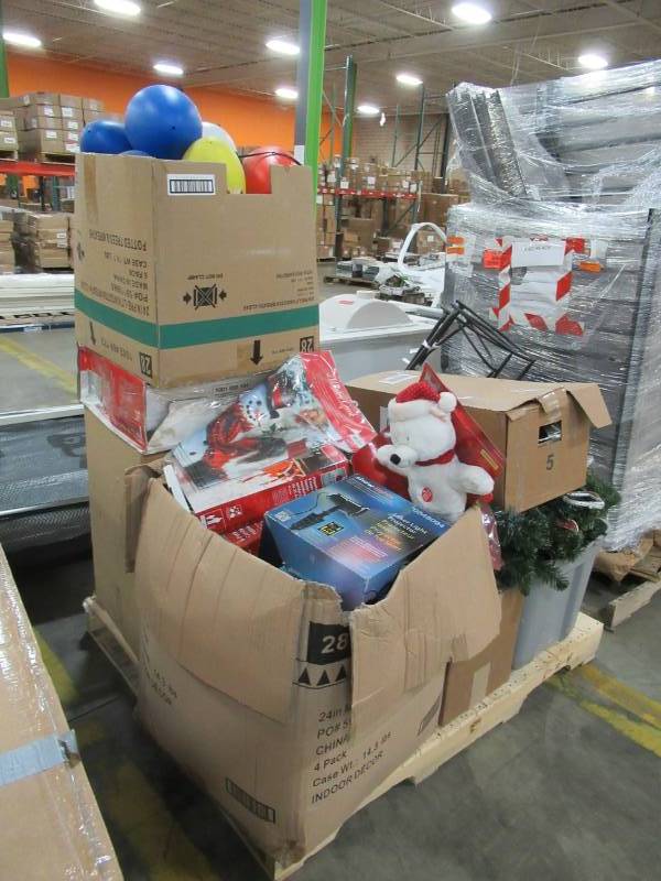 lot 106 image: WHOLESALE MIXED HOLIDAY PALLET OF RETURNS - CHRISTMAS DECORATIONS
