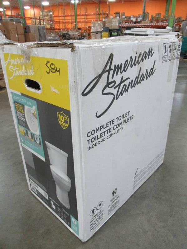 lot 162 image: American Standard Champion 4 Max 2-piece 1.28 GPF Single Flush High Efficiency Round Front Toilet in White, 3186.128ST.020