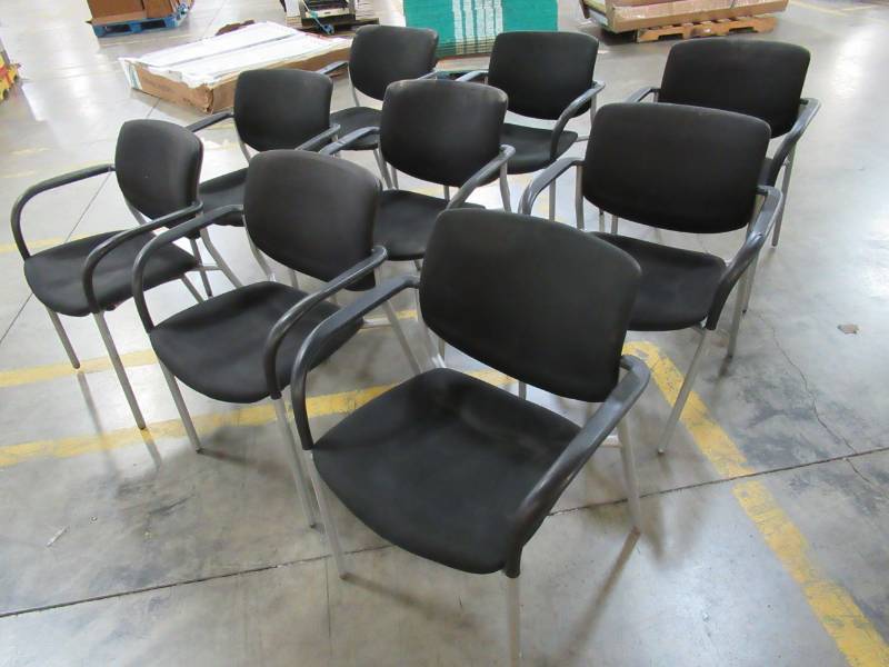 lot 174 image: (9) Office Star Products Stackable Black Visitor OfficeWaiting RoomConferenceMeeting Chairs STC3410-231