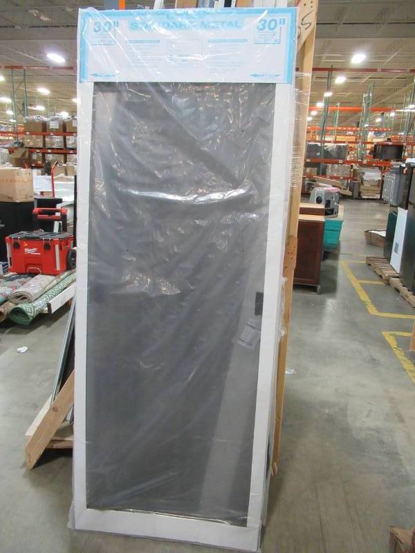 lot 175 image: Unique Home Designs 30 in. x 80 in. Standard White Metal Sliding Patio Screen Door, 732073