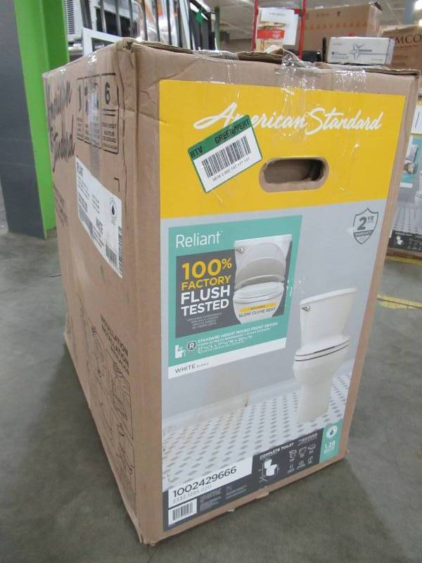 lot 167 image: American Standard Reliant 2-piece 1.28 GPF Single Flush Round Toilet in White, 3332128S.020