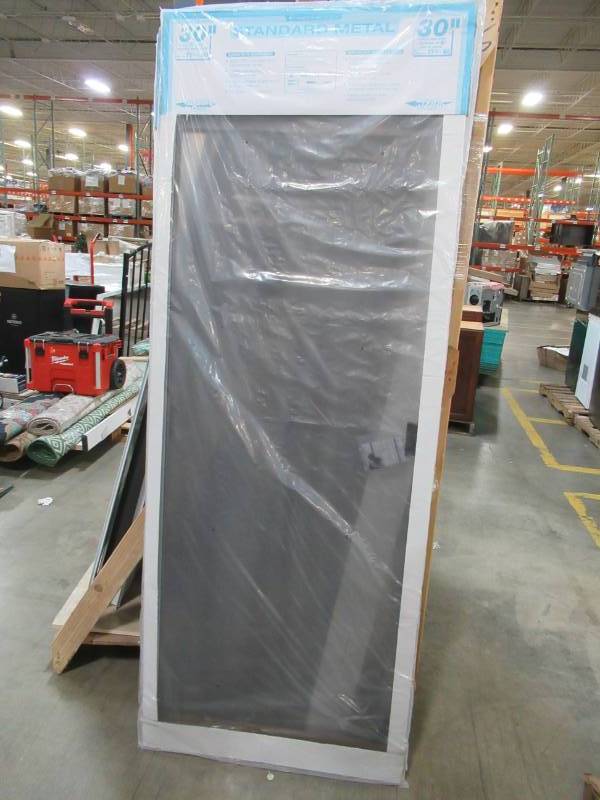 lot 178 image: Unique Home Designs 30 in. x 80 in. Standard Gray Metal Sliding Patio Screen Door, 730392
