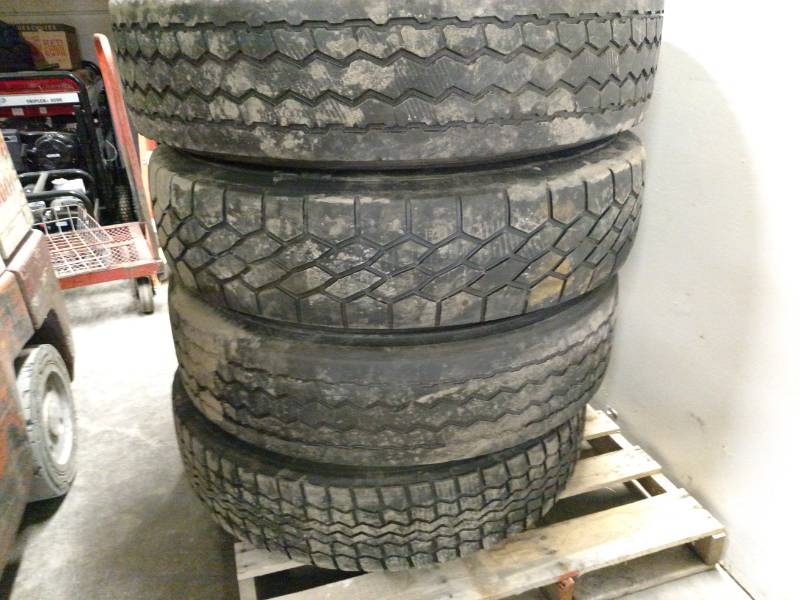 lot 8 image: (4) Asstd Truck Tires on Rims, 11R...