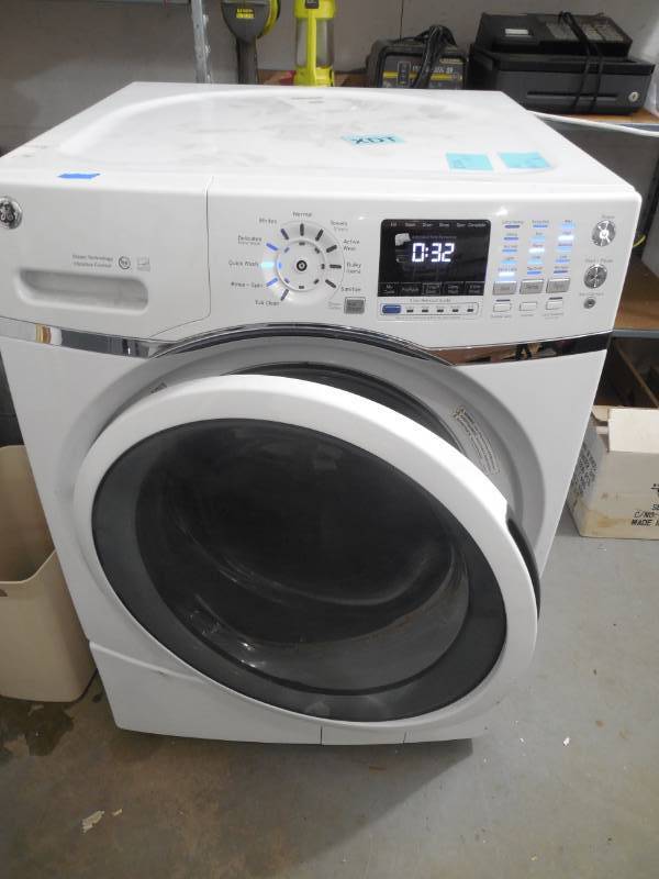 lot 1 image: GE 4.5 cu. ft. High-Efficiency White Front Load Washing Machine with Steam, ENERGY STAR