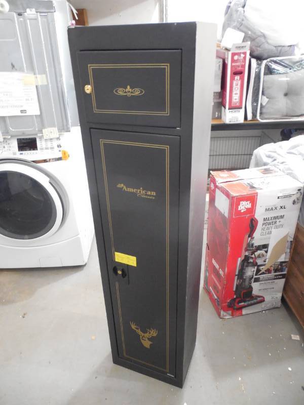 lot 4 image: American Furniture Classics 5-Gun Metal Security Cabinet with Separate PistolAmmo Area