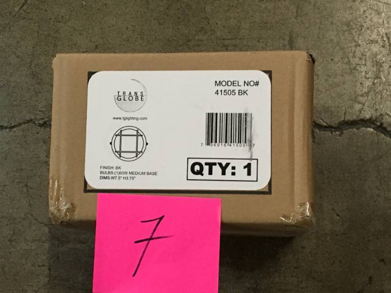 lot 7 image: Bel Air Lighting Bulkhead 1-Light Black Outdoor Wall or Ceiling Mounted Fixture with Frosted Glass- not used