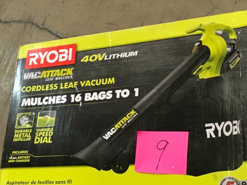 lot 9 image: 40-Volt Lithium-Ion Cordless Leaf VacuumMulcher (tool only)- open box