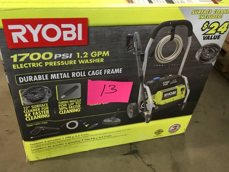 lot 13 image: 1,700-PSI 1.2-GPM Electric Pressure Washer with 12 in. Surface Cleaner- open box