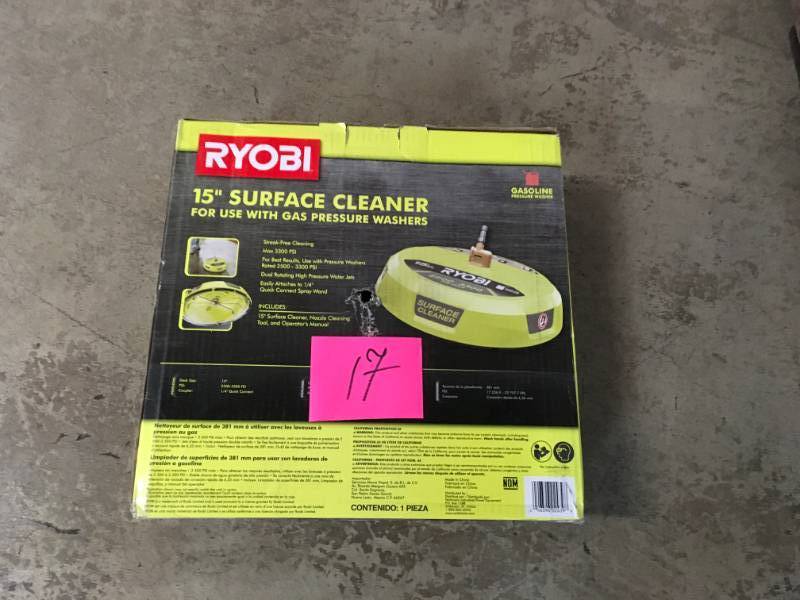 lot 17 image: RYOBI 15 in. 3300 PSI Surface Cleaner for Gas Pressure Washer- good condition