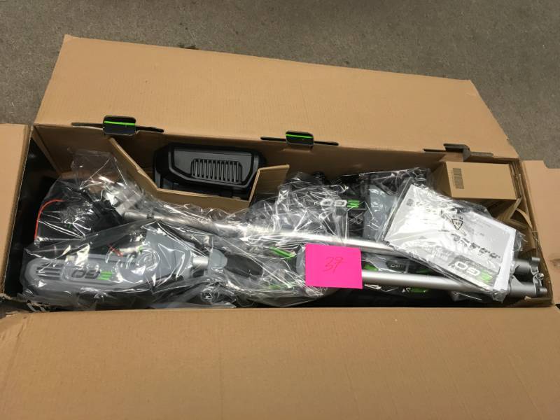 lot 37 image: EGO Power 56-Volt 15 in. Rapid Reload String Trimmer & 530 Cfm Blower Combo Kit- good condition