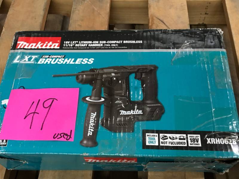 lot 49 image: 18V LXT Lithium-Ion Sub-Compact Brushless Cordless 1116 in. Rotary Hammer, accepts SDS-PLUS bits, Tool Only  USED