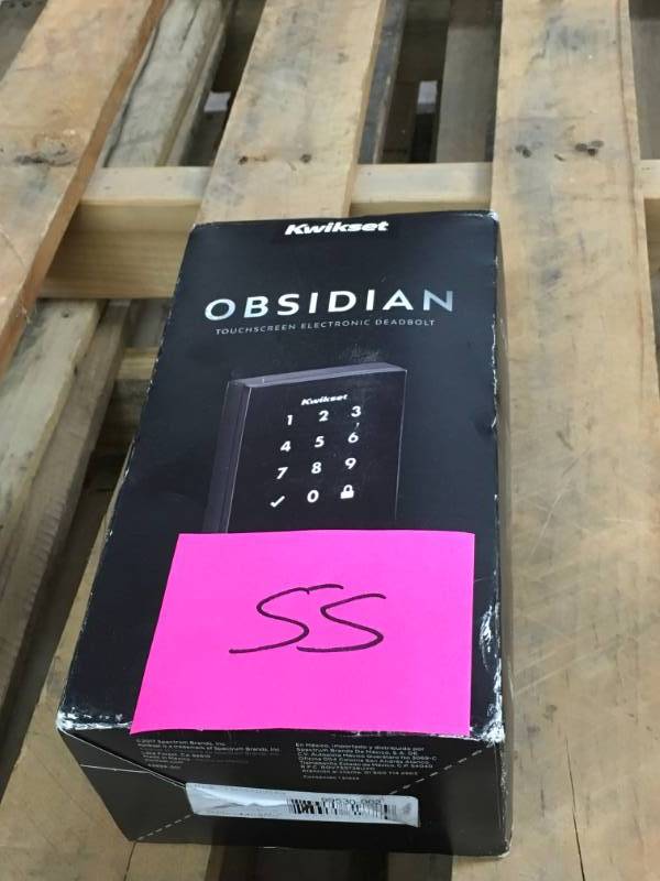 lot 55 image: Kwikset 99530-002 Obsidian Slim Modern Electronic Touchscreen Keyless Deadbolt, Venetian Bronze- open box