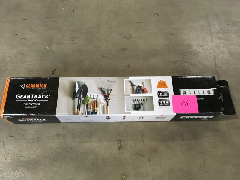 lot 76 image: Garage Track Storage System  Gladiator  Geartrack  6-hooks- not used