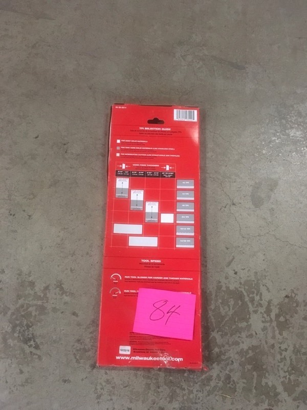 lot 84 image: Milwaukee 48-39-0514 44-78 Deep Cut Saw Blade with 14 Teeth- not used