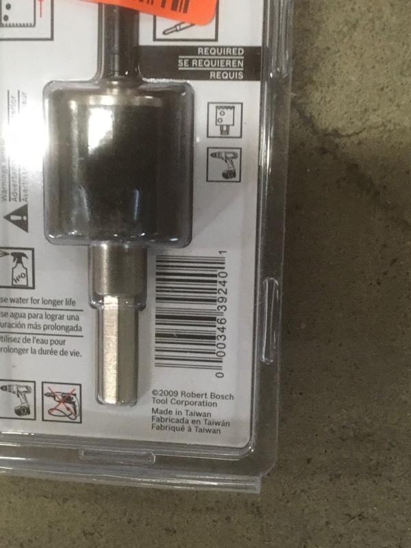 lot 91 image: Bosch 38 in. AutoStart Carbide Hole Saw Quick Change Mandrel- not used