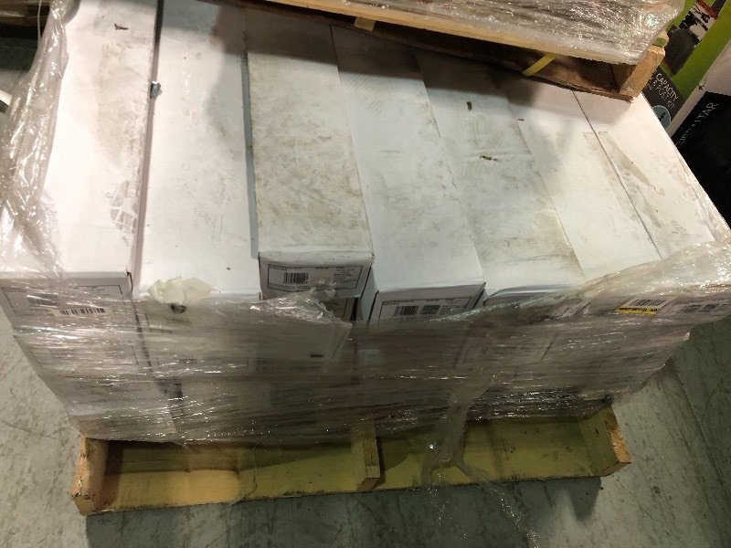 lot 162 image: lot of 25 cases of Home Decorators Collection Wire Brushed Strand Woven Sand 38 in. T x 5-18 in. W x 72-78 in. L Engineered Click Bamboo Flooring Covers 25.88 sq. ft.case
