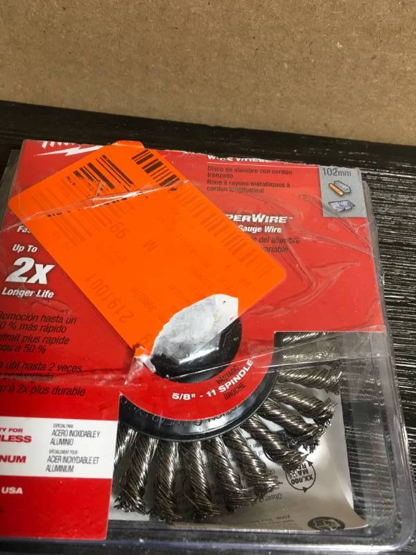 lot 29 image: 4 in. Carbon Steel Stringer Bead Wheel&nbspMilwaukee 12,000 RPM- open box