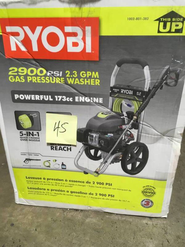 lot 45 image: 2,900 PSI 2.3-GPM Gas Pressure Washer- good condition