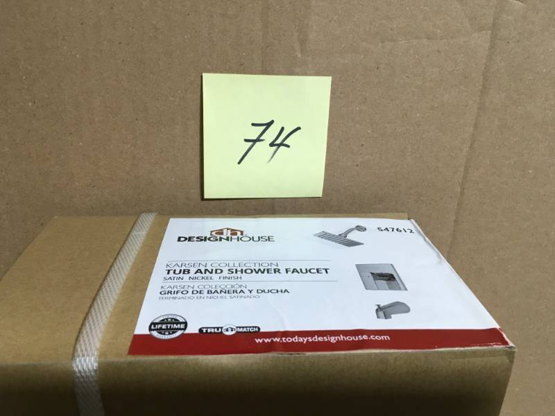 lot 74 image: Design House Karsen Single-Handle 1-Spray Tub and Shower Faucet in Satin Nickel (Valve Included)- not used
