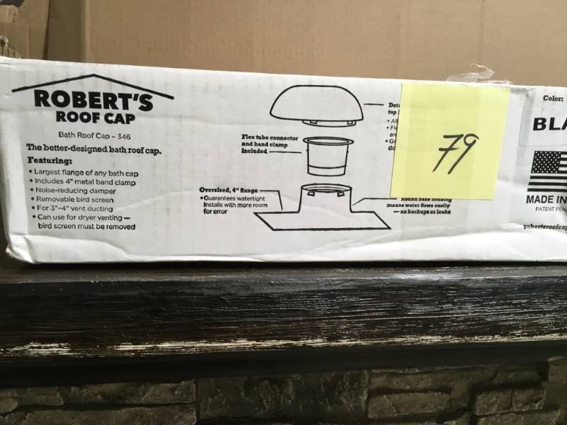 lot 79 image: Roof Vent Kit, Bath and Dryer in Black- not used