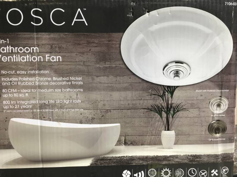 Tosca Decorative 80 Cfm Ceiling Bathroom Exhaust Fan With Led