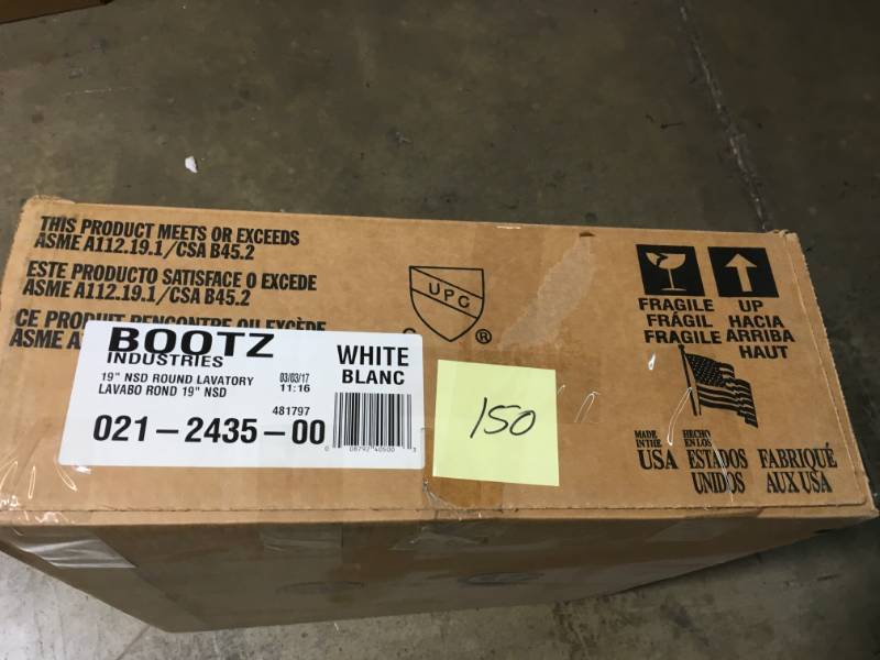 lot 150 image: Bootz Industries Laurel Round Drop-In Bathroom Sink in White PLEASE SEE PICS DAMAGE