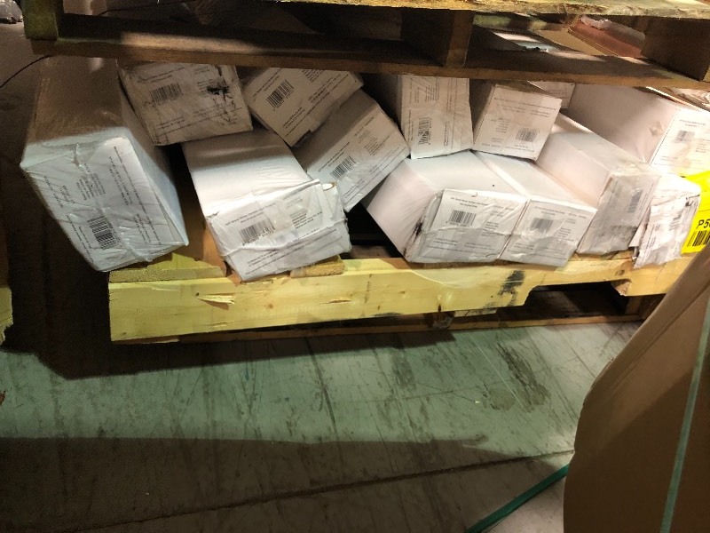 lot 157 image: Lot of 12 cases Home Decorators Collection Hand Scraped Wire Brushed Strand Woven White 38 in. T x 5-18 in. W x 72 in. L Engineered Click Bamboo Flooring Covers 25.75 sq. ft. case