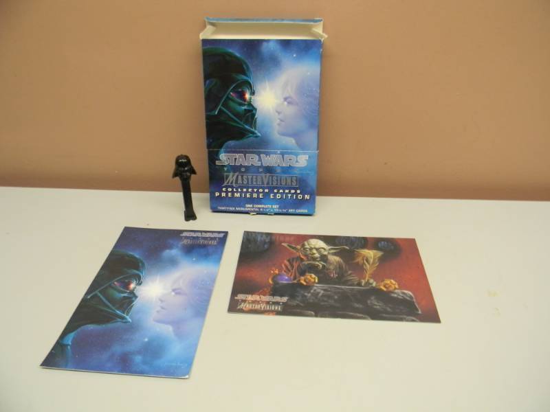 lot 28 image: STAR WARS TOPPS MASTER VISIONS COLLECTOR CARDS PREMIERE EDITION & STAR WARS DARTH VADER PEZ DISPENSER - SEE PICTURES