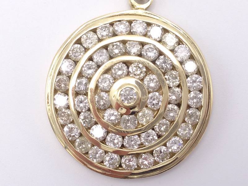 lot 3A image: 5.7 Carat Majestic Estate Pendant FULL of Brilliant Diamonds in 14k Heavy Yellow Gold