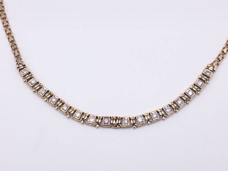 lot 8A image: Beautiful  12 Carat Diamond Estate Necklace in 14k Yellow Gold