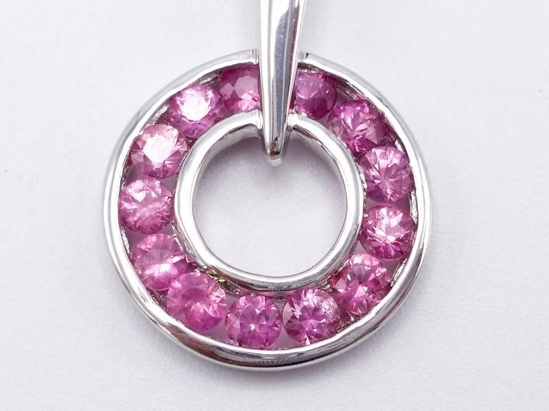 lot 25 image: Natural Pink Sapphire Estate Necklace in Sterling Silver