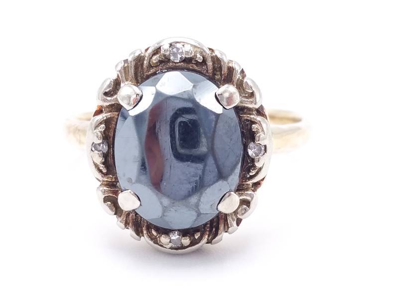 lot 31 image: Ladies Marcasite and Diamond Estate Ring in 14k Yellow Gold