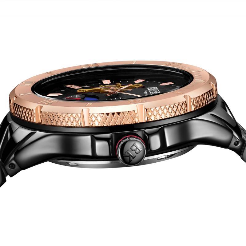 lot 65 image: Barkers of Kensington Premier Automatic Black Rose Timepiece - $725 Retail