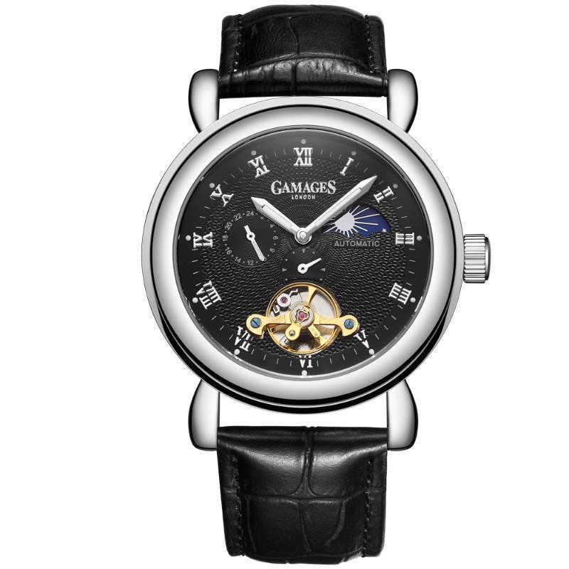 lot 73 image: GAMAGES OF LONDON Limited Edition Moon Phase Automatic Steel Timepiece - $710 MSRP