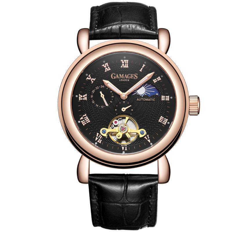 lot 74 image: GAMAGES OF LONDON Limited Edition Skeleton Automatic Rose Timepiece - $700 MSRP