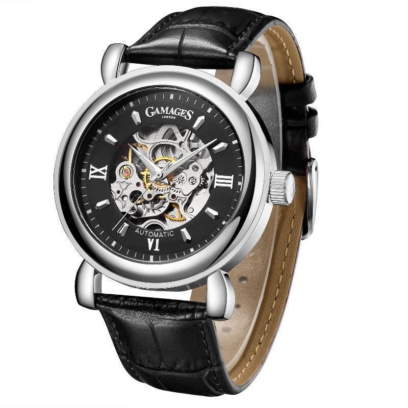 lot 95 image: GAMAGES OF LONDON Limited Edition Colour Steel Moon Phase Automatic Steel