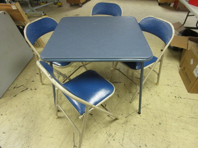 lot 342 image: COSCO CARD TABLE AND SAMSON FOLDABLE CHAIRS