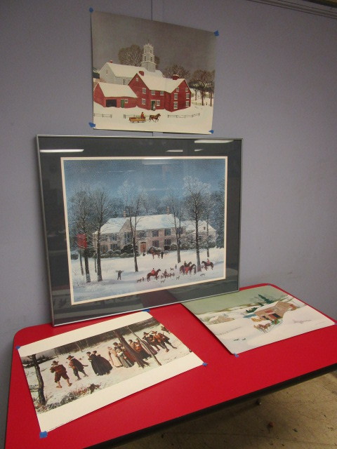 lot 424 image: MICHEL DELACROIX FRAMED PAINTING, AND OTHER PRINTS