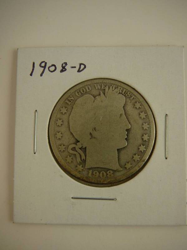 lot 14 image: 1908d Barber Half Dollar