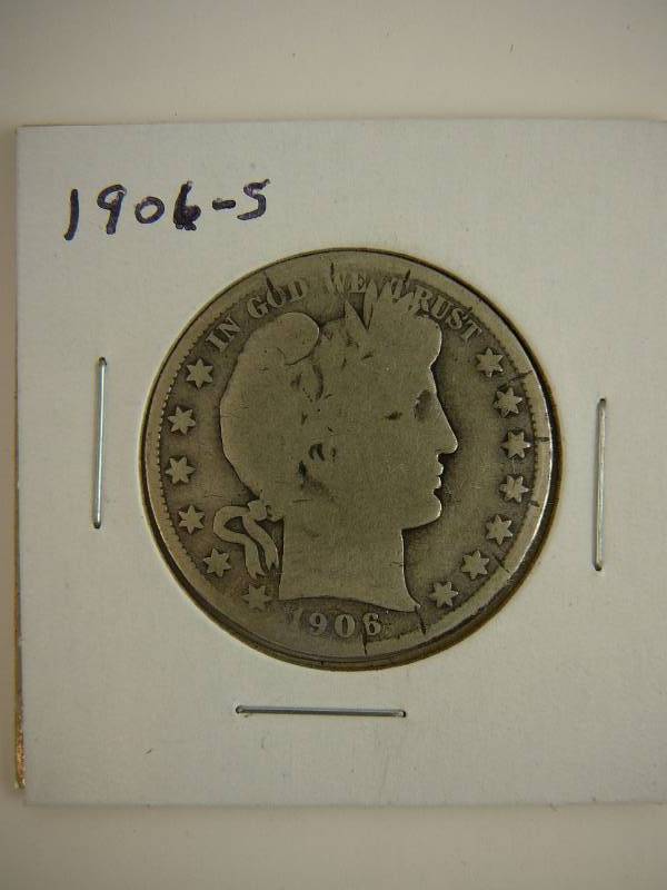 lot 23 image: 1906 S Barber Half Dollar