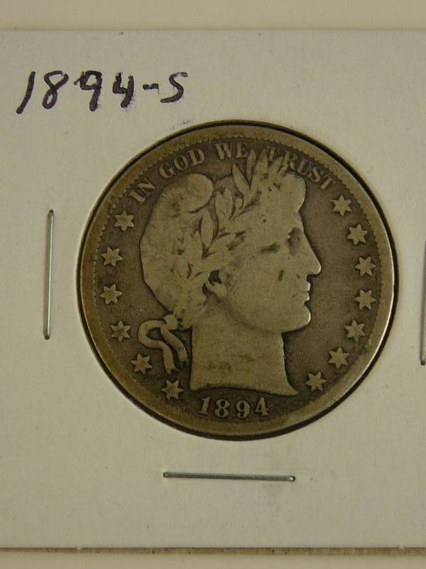 lot 37 image: 1894 S Barber Half Dollar