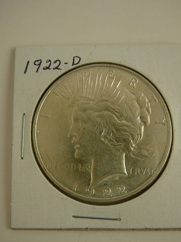 lot 54 image: 1922 D Peace Dollar