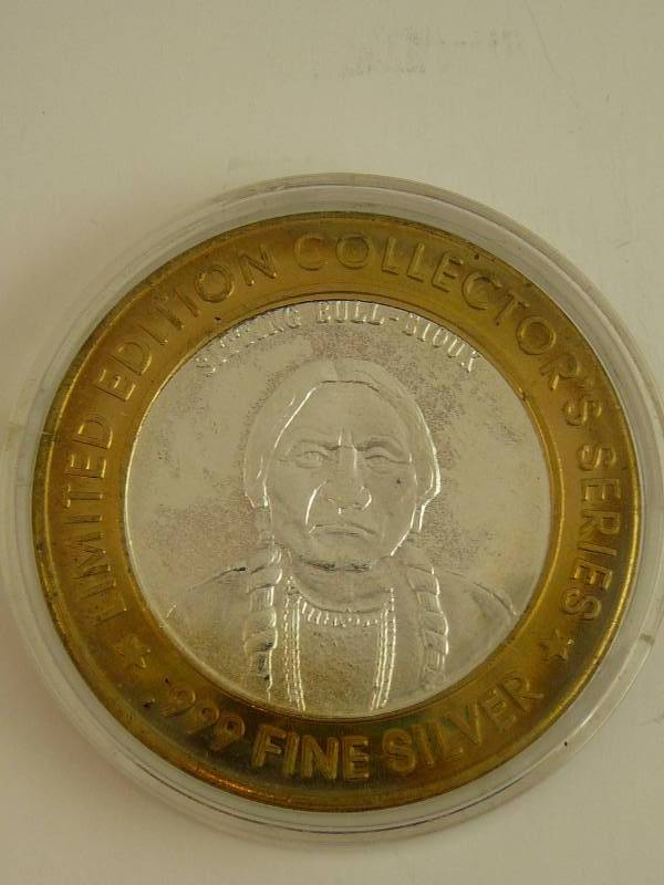 lot 65 image: .999 Center Jackpot Junction Sitting Bull Limited Edition