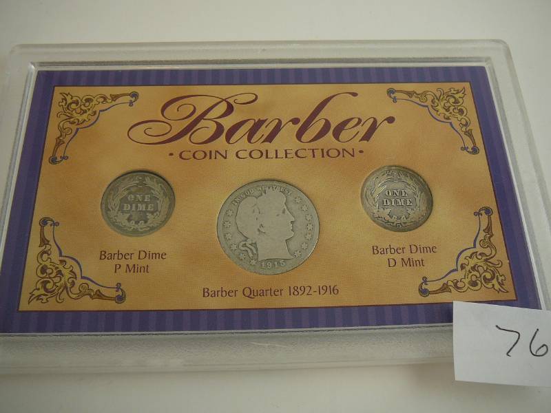 lot 76 image: 3- Barber Dime Collection